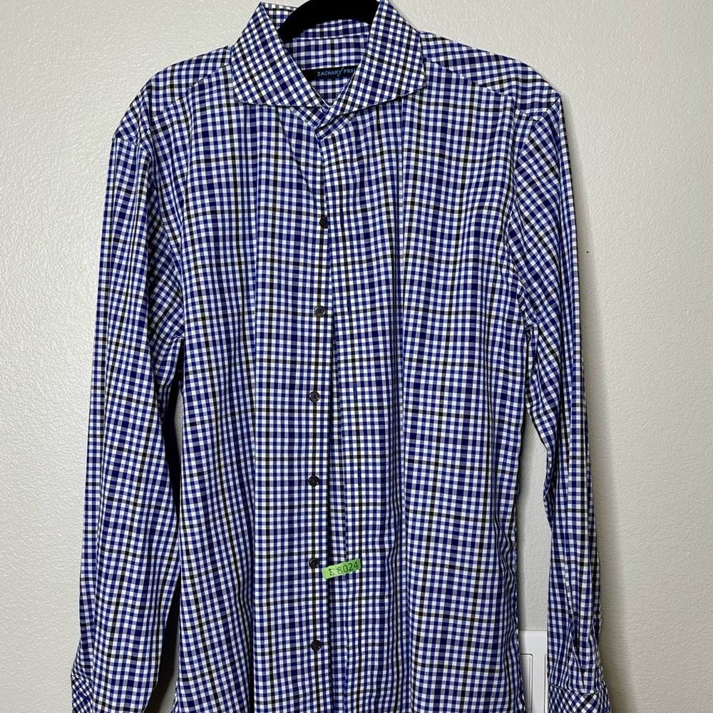 Zachary Prell Blue and White Checkered Shirt
